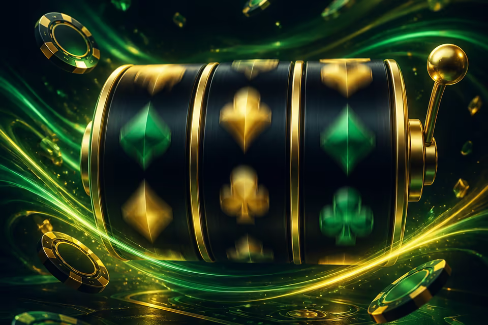 Free-spins eligible games shown with green slot reels