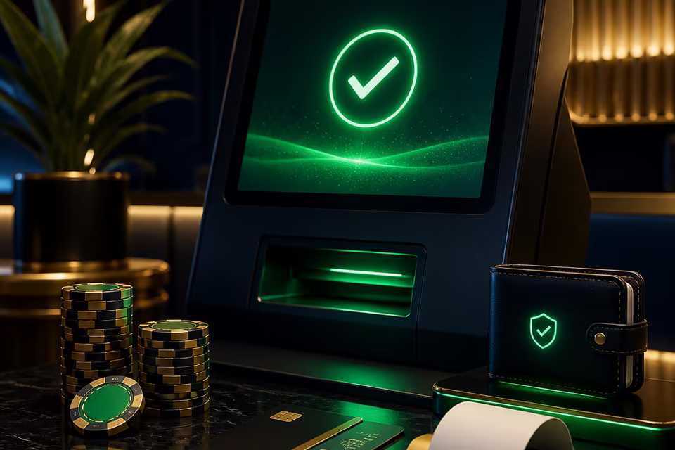 Cashier options shown with wallet and confirmation screen